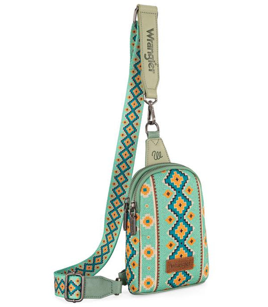 2237- Light Green Aztec Wrangler Sling Bag