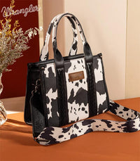 2472- Black Wrangler Cow Print Concealed Carry Tote/Crossbody