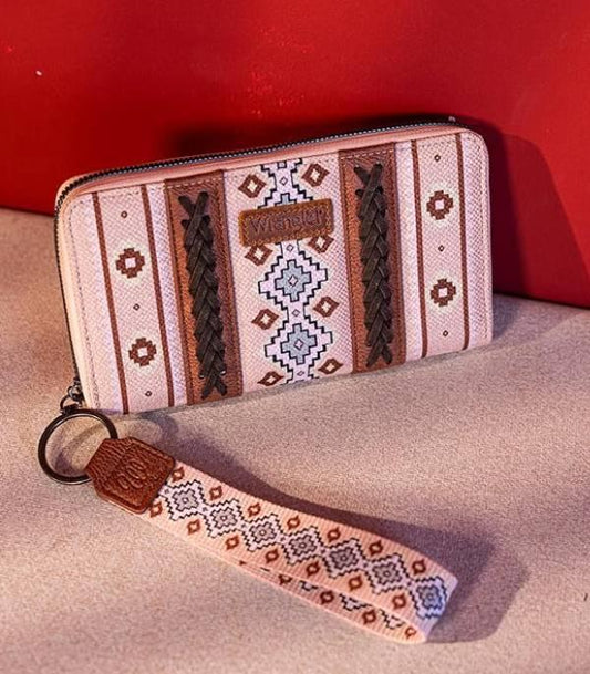 2236- Pink Aztec Wrangler Wristlet