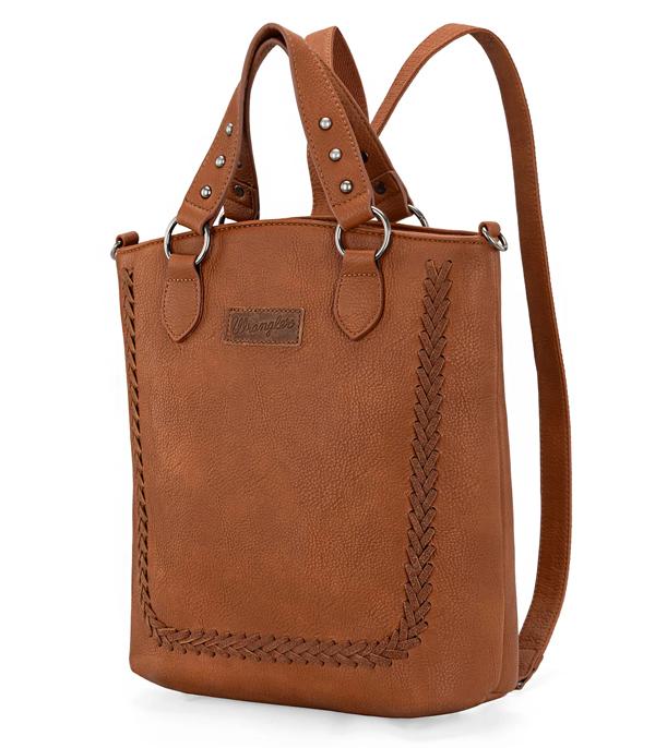 2469- Light Brown Wrangler Tote Convertible Backpack/Crossbody Bag