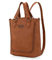 2469- Light Brown Wrangler Tote Convertible Backpack/Crossbody Bag