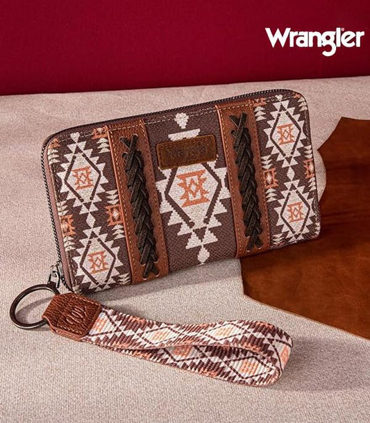 2466- Coffee Aztec Wrangler Wristlet