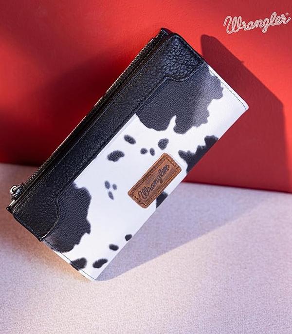 2475- Black Wrangler Cow Print Bi-Fold Wallet