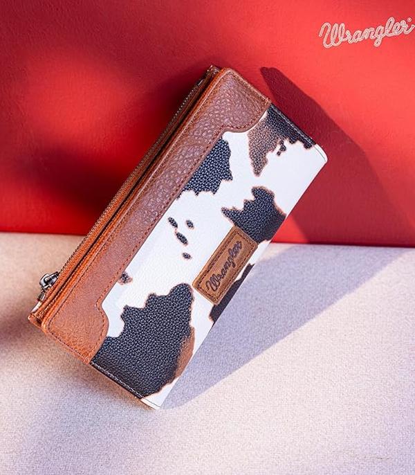 2474- Brown Wrangler Cow Print Bi-Fold Wallet