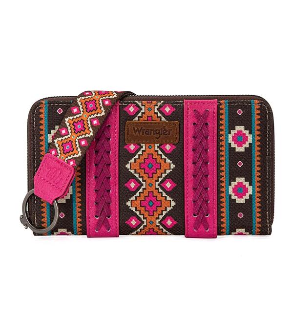 3443- Hot Pink Aztec Wrangler Wristlet