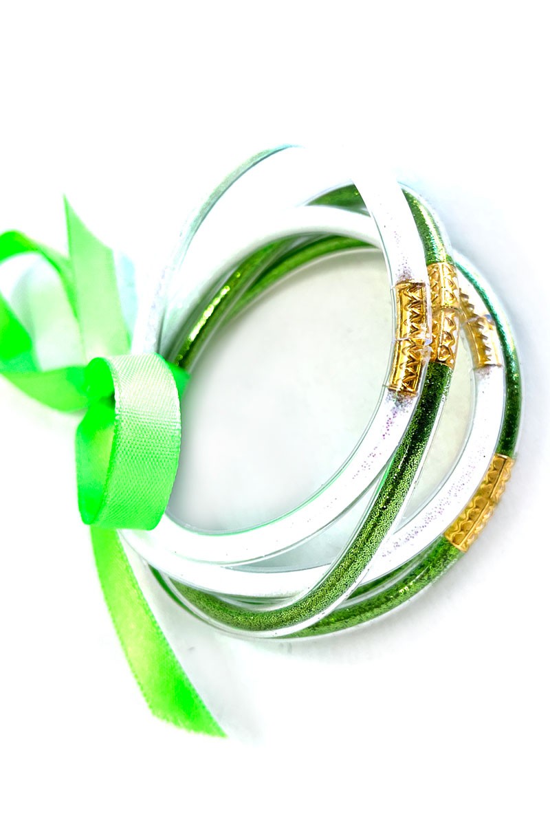 9785- Green & White Jelly Bracelet *5 bracelets to 1 pack*