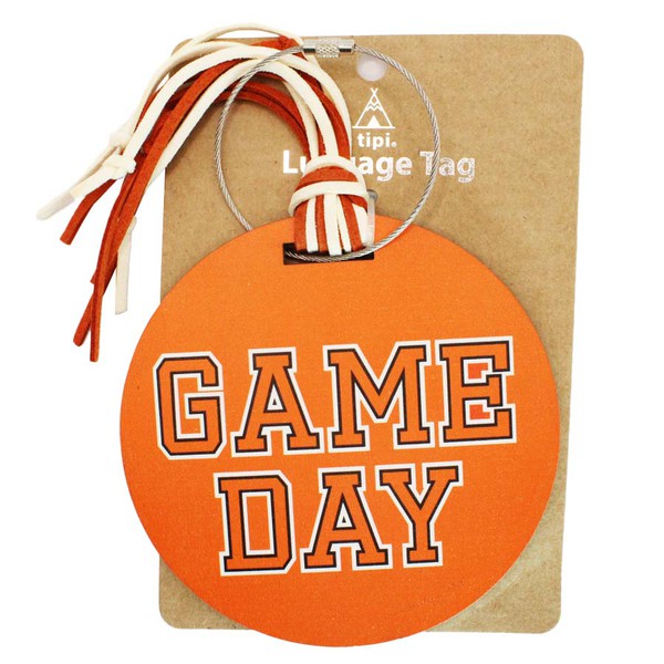 9802- Orange & White Game Day Tassel Luggage Tag *TN COLLECTION*