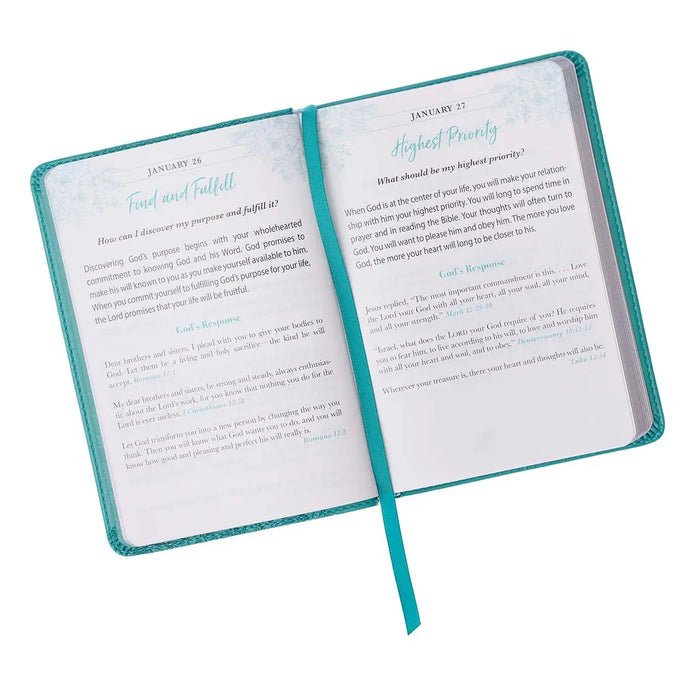 8951- One Minute with God For Women Teal Faux Leather Devotional