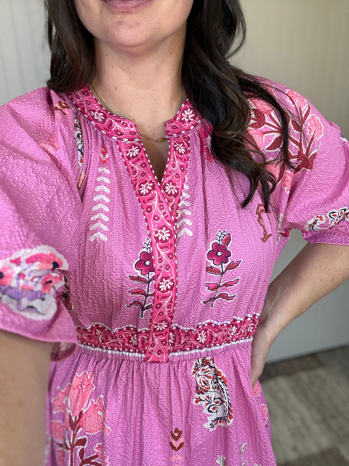 Pink Mix Floral Collage Midi Dress by Umgee