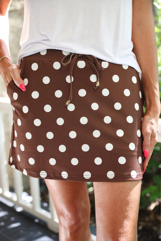 *PREORDER* Jess Lea Skort - Chocolate Polka Dot