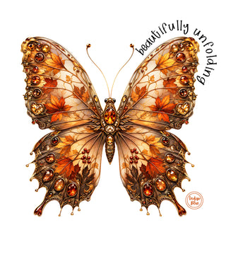 Beautiful Unfolding Butterfly Graphic Tee - Indigo Blue Preorder