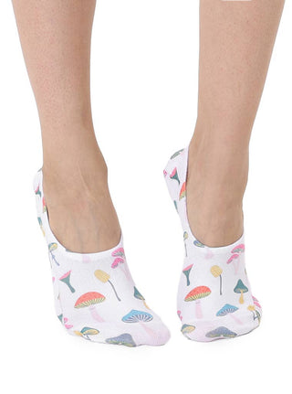 No-Show Liner Socks - Colorful Wild Mushrooms - White