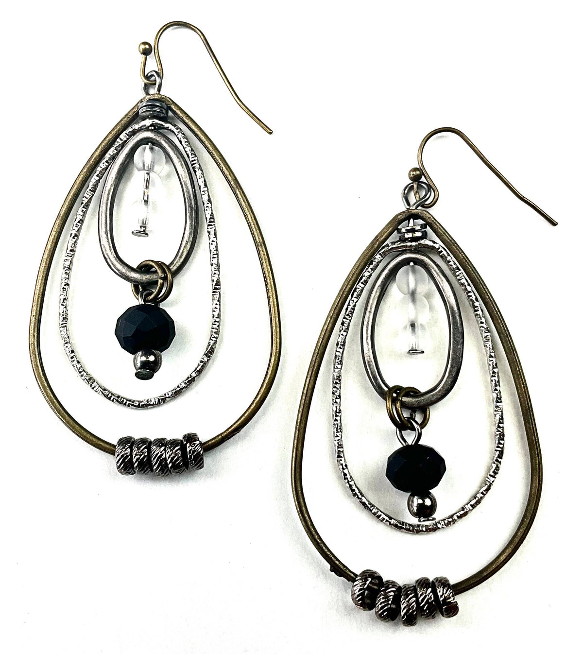 8567- Oval Hoops & Beaded Earrings