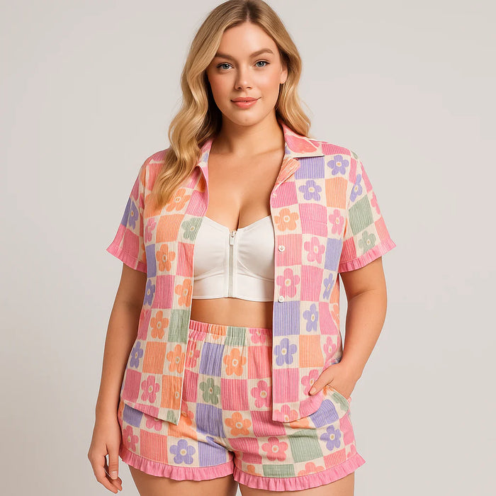 Multi Color Checkers JadyK Pajamas w/ Built In Bra