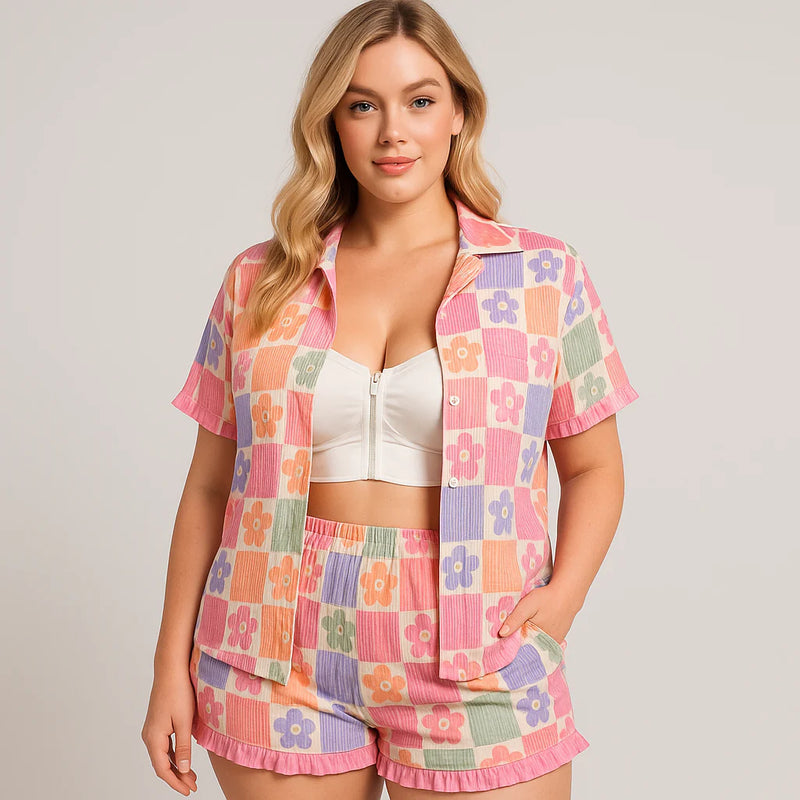 Multi Color Checkers JadyK Pajamas w/ Built In Bra