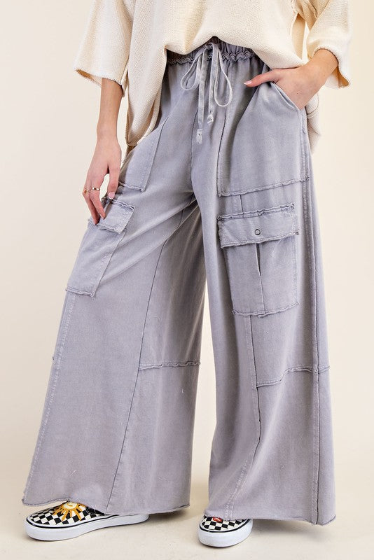 Lilac Grey Pull On Cargo Pants by Easel