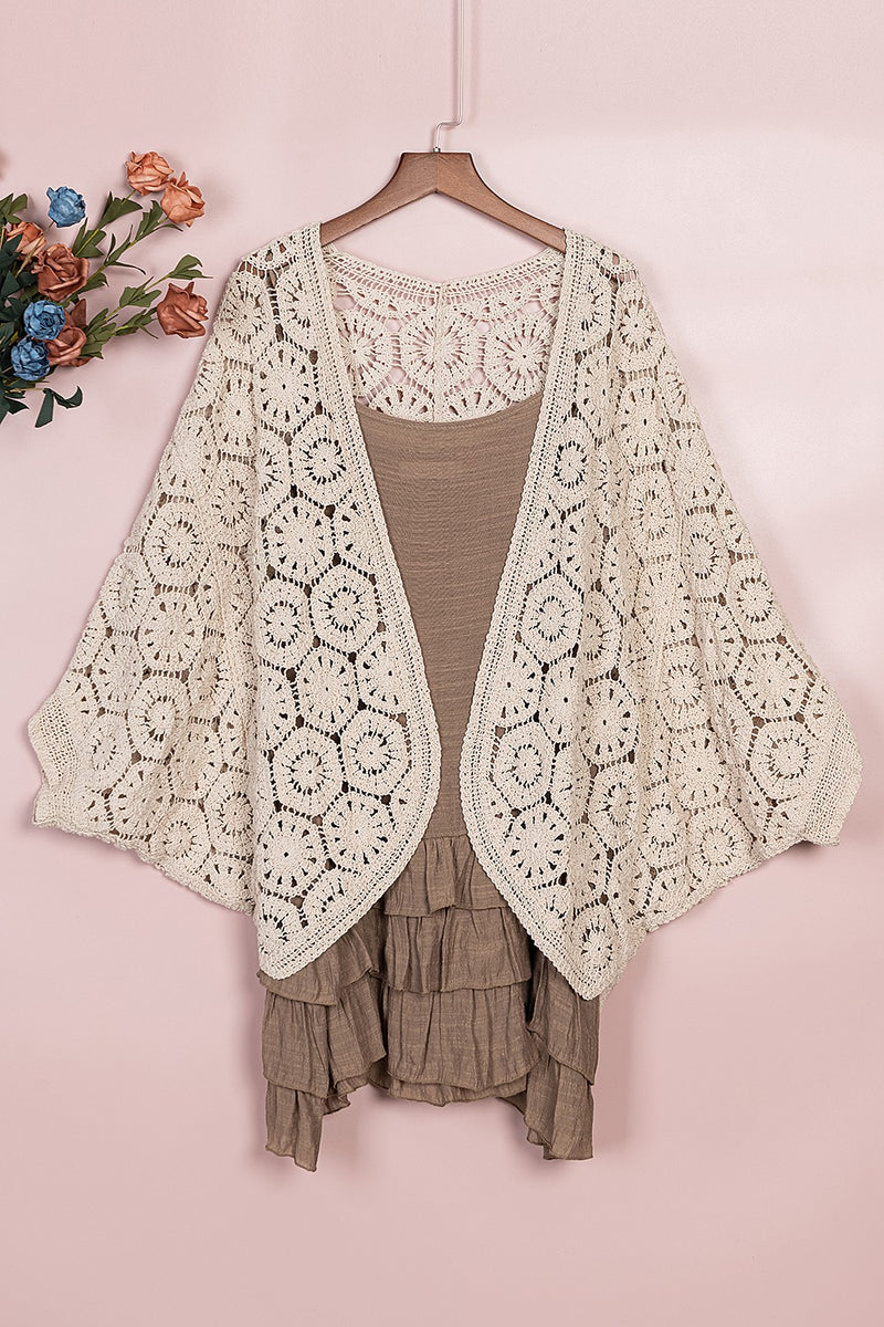 2553- Beige Crochet Cardigan