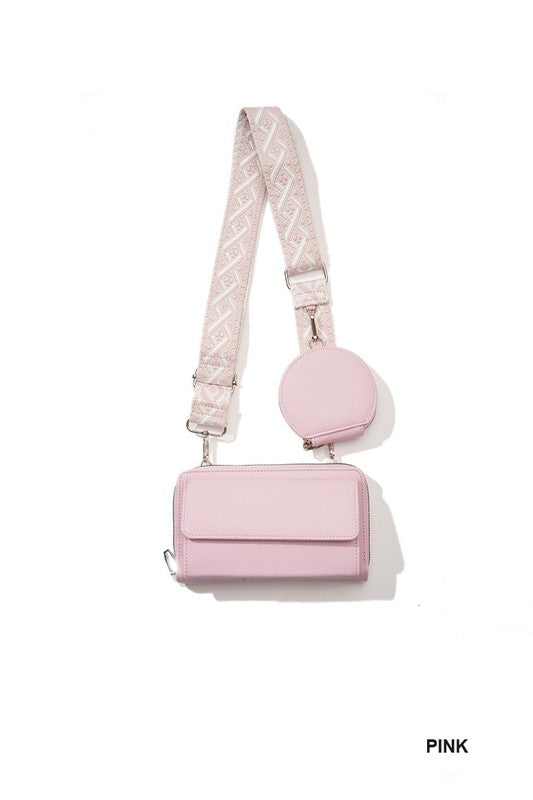 Vegan Leather Crossbody Duo Wallet Handbag *PICK COLOR*