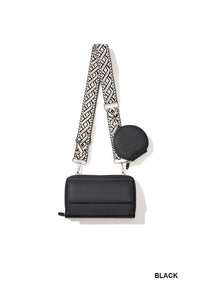 Vegan Leather Crossbody Duo Wallet Handbag *PICK COLOR*