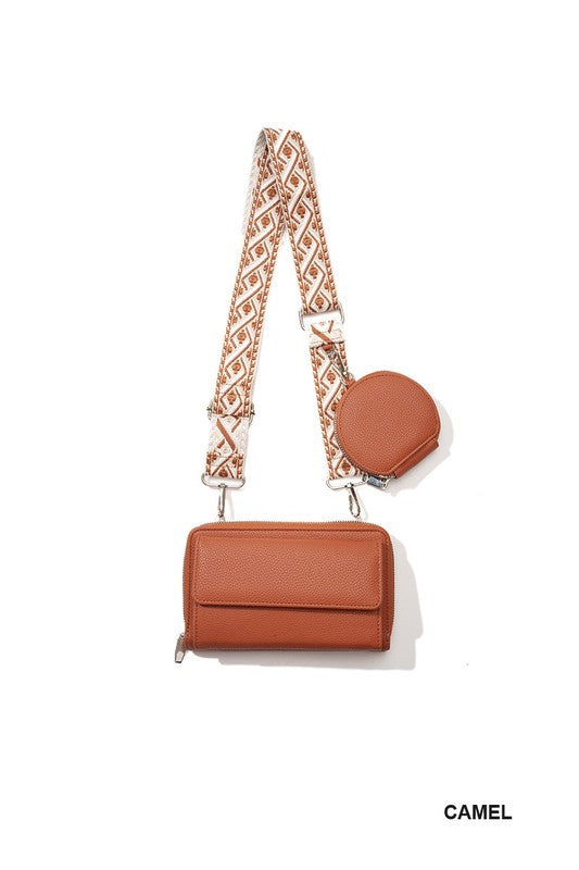 Vegan Leather Crossbody Duo Wallet Handbag *PICK COLOR*
