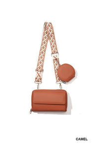 Vegan Leather Crossbody Duo Wallet Handbag *PICK COLOR*