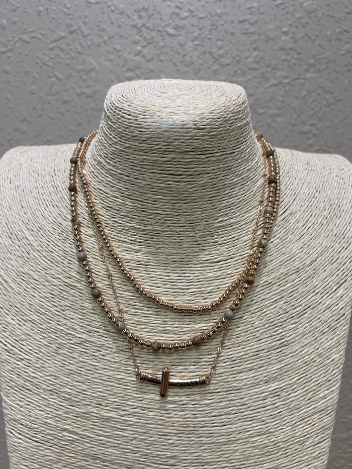 3318- Gold Cross Proverbs 3:5 Layer Necklace