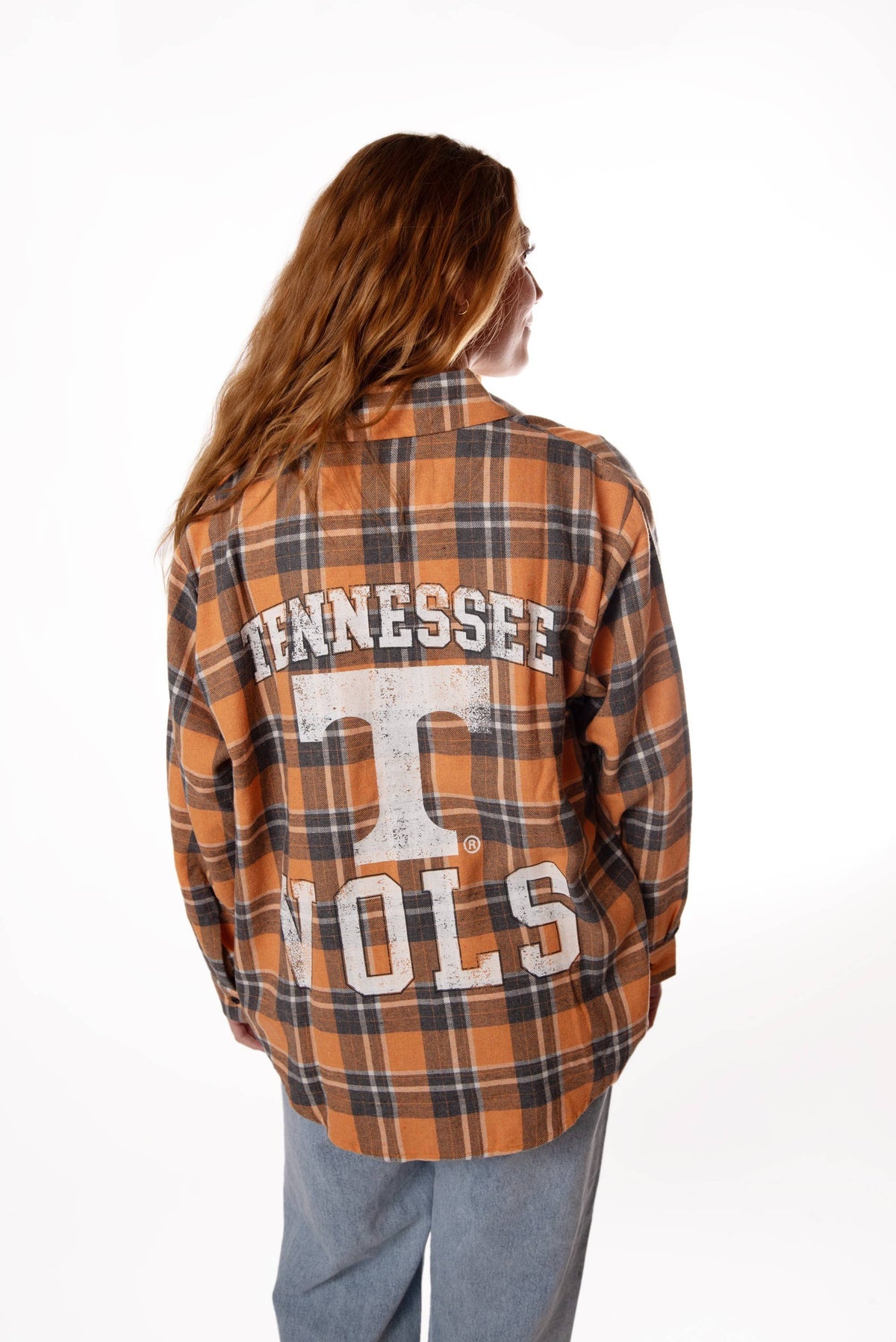 Orange and Grey Plaid Tennessee Meyer Varsity Oversized Button Down *TN COLLECTION*