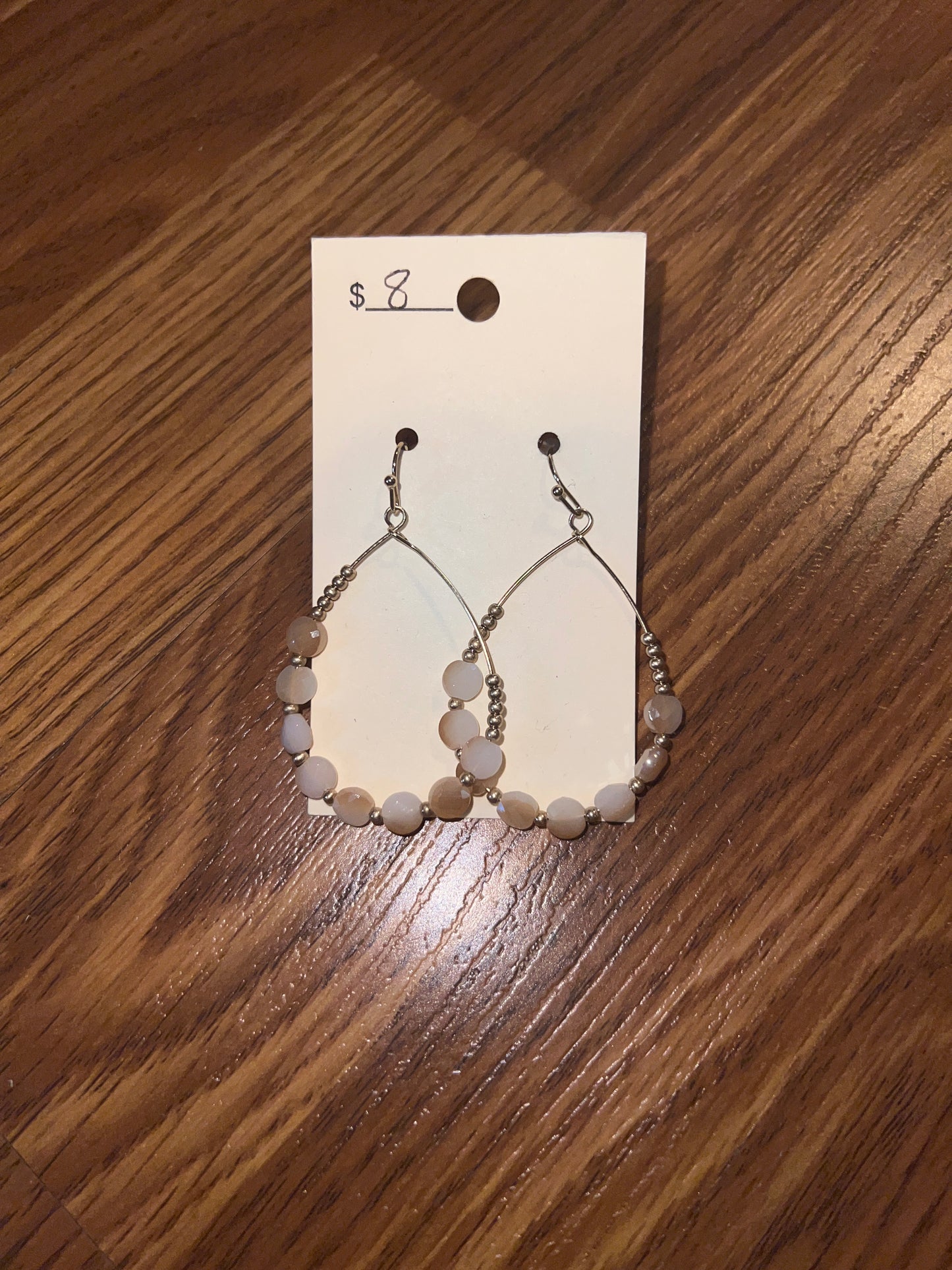 3205- Stone Beaded Teardrop Earrings