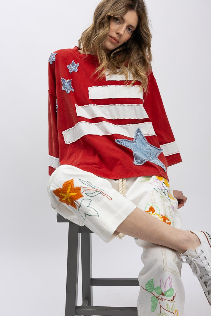 USA Flag Inspired Patch Top by BlueVelvet
