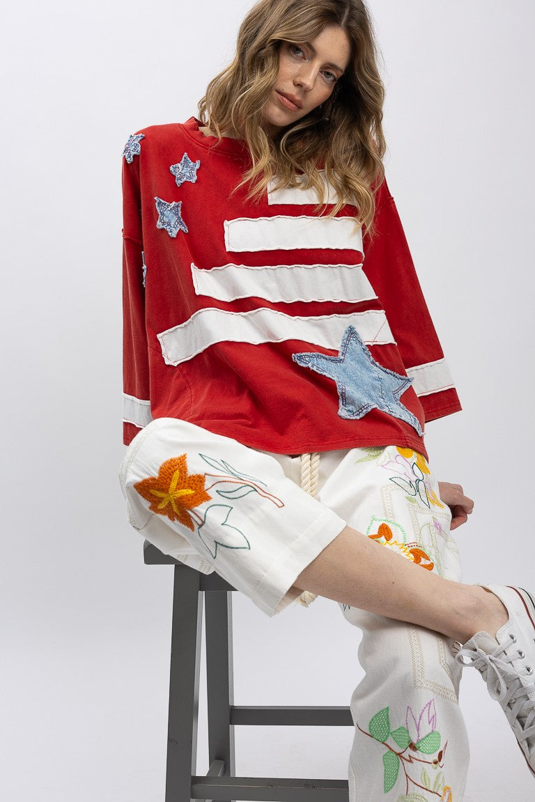 USA Flag Inspired Patch Top by BlueVelvet