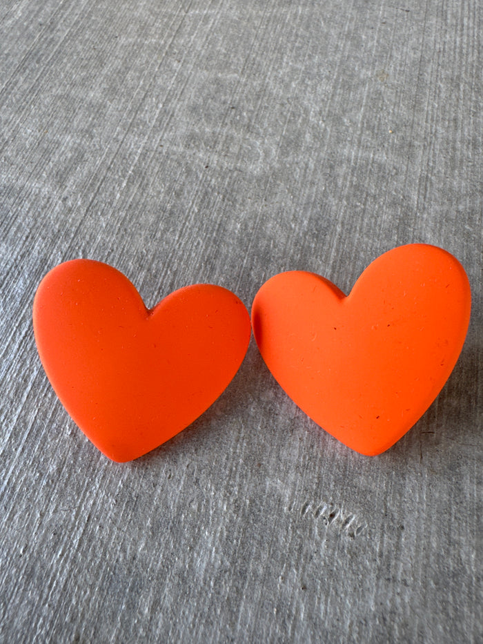 Orange Heart Post Earrings