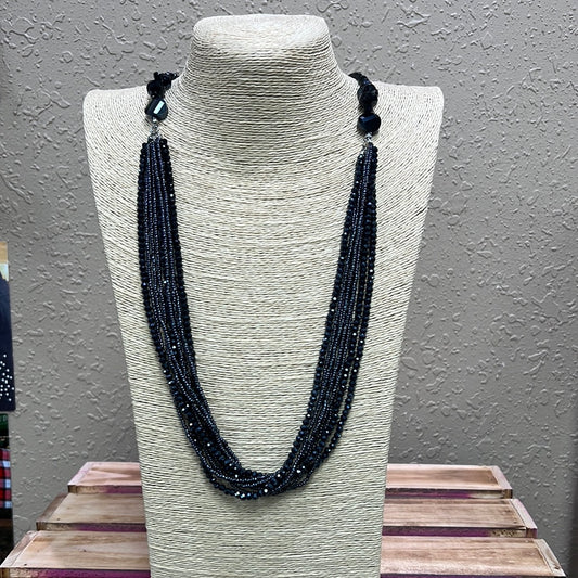 533- Navy Blue Beaded Multi Lateral Necklace