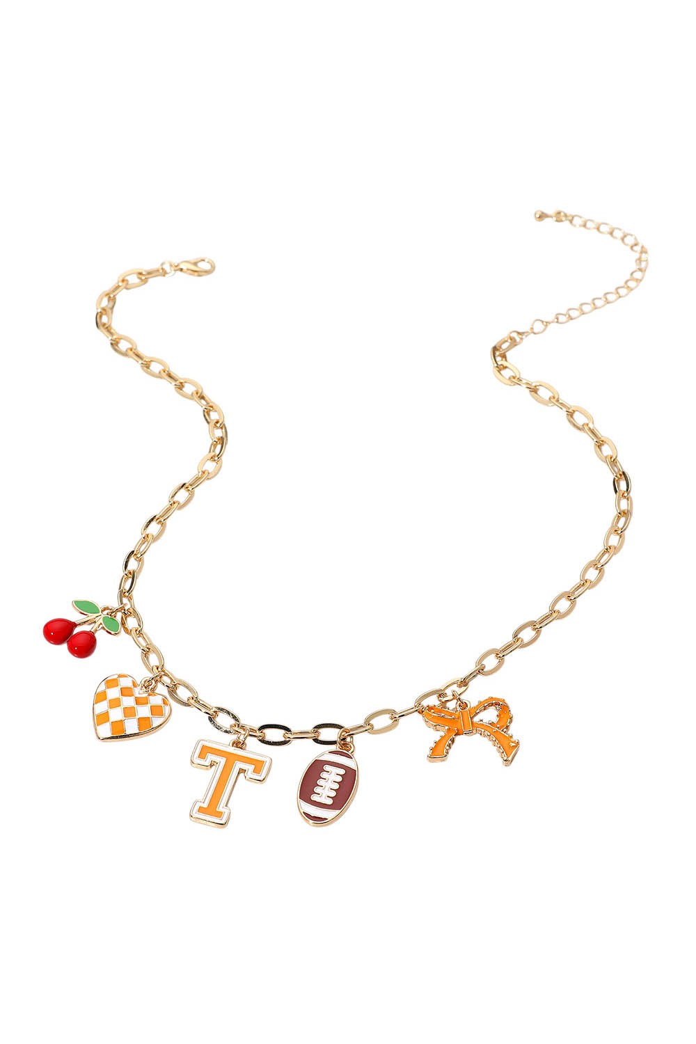 TN Football Cherry Heart Charm Necklace *TN COLLECTION*