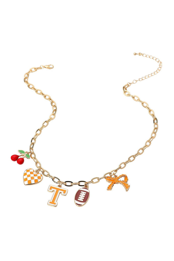 TN Football Cherry Heart Charm Necklace *TN COLLECTION*