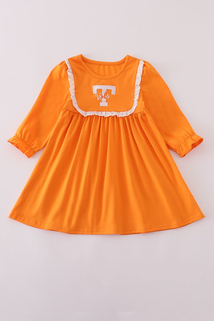 Orange Tennessee Go Vols Embroidery Ruffle Dress *TN COLLECTION*