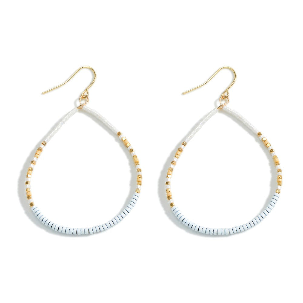 9808- White eaded w/ Multi Beaded Accent Detail Earrings