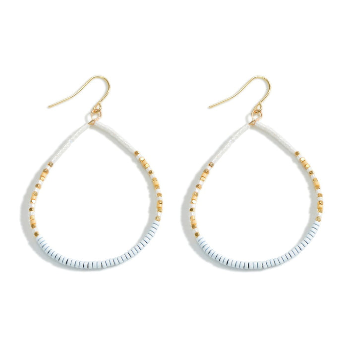 9808- White eaded w/ Multi Beaded Accent Detail Earrings