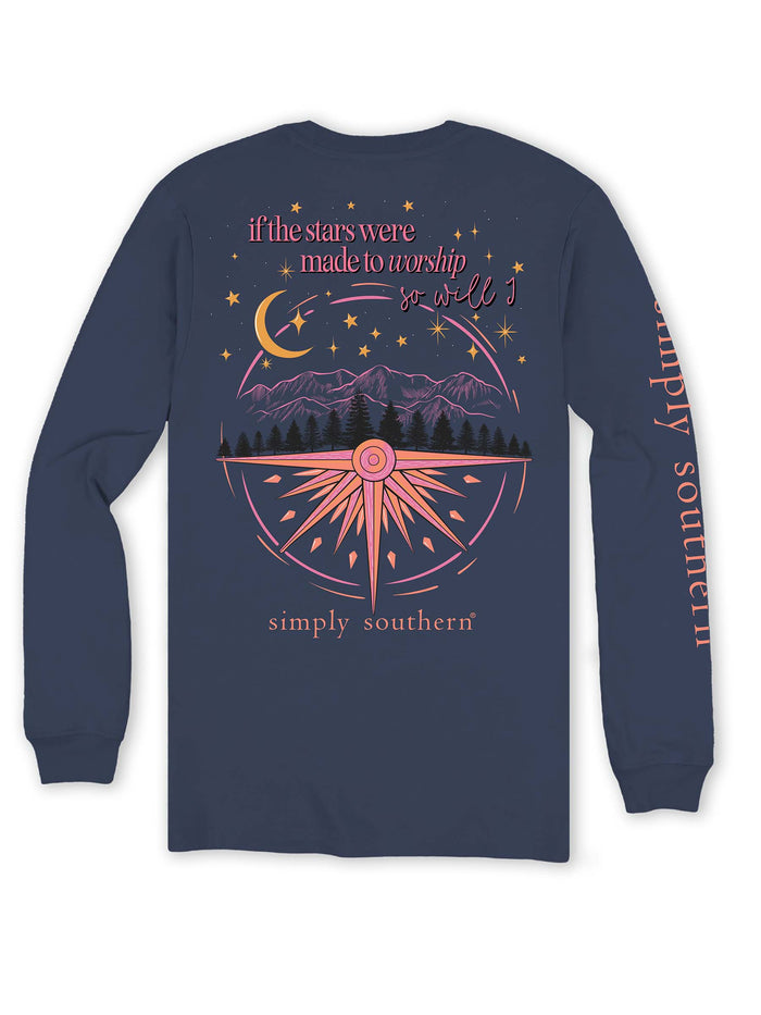 2832- If The Stars Were Made To Worship Long Sleeve Simply Southern T-Shirt