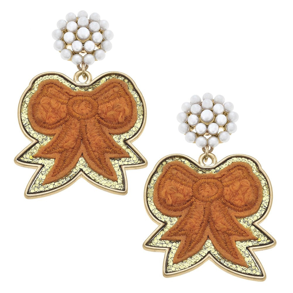 9811- Orange & White Bow Earrings *TN COLLECTION*