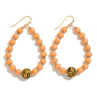 9813- Beaded Teardop w/ Snakeskin Detail Earrings *PICK COLOR*