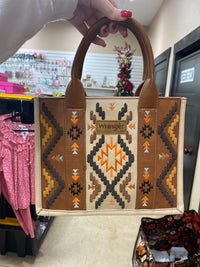 Brown Wrangler Aztec Embroidered Tote/Crossbody