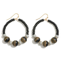 9814- Wood bead Circle Earring w/ Black/Gold Detail *PICK COLOR*