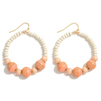 9814- Wood bead Circle Earring w/ Black/Gold Detail *PICK COLOR*