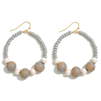 9814- Wood bead Circle Earring w/ Black/Gold Detail *PICK COLOR*