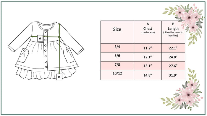 Kids Cream & Burgundy Floral Ruffle Button Pocket Fall Dress *KIDS*