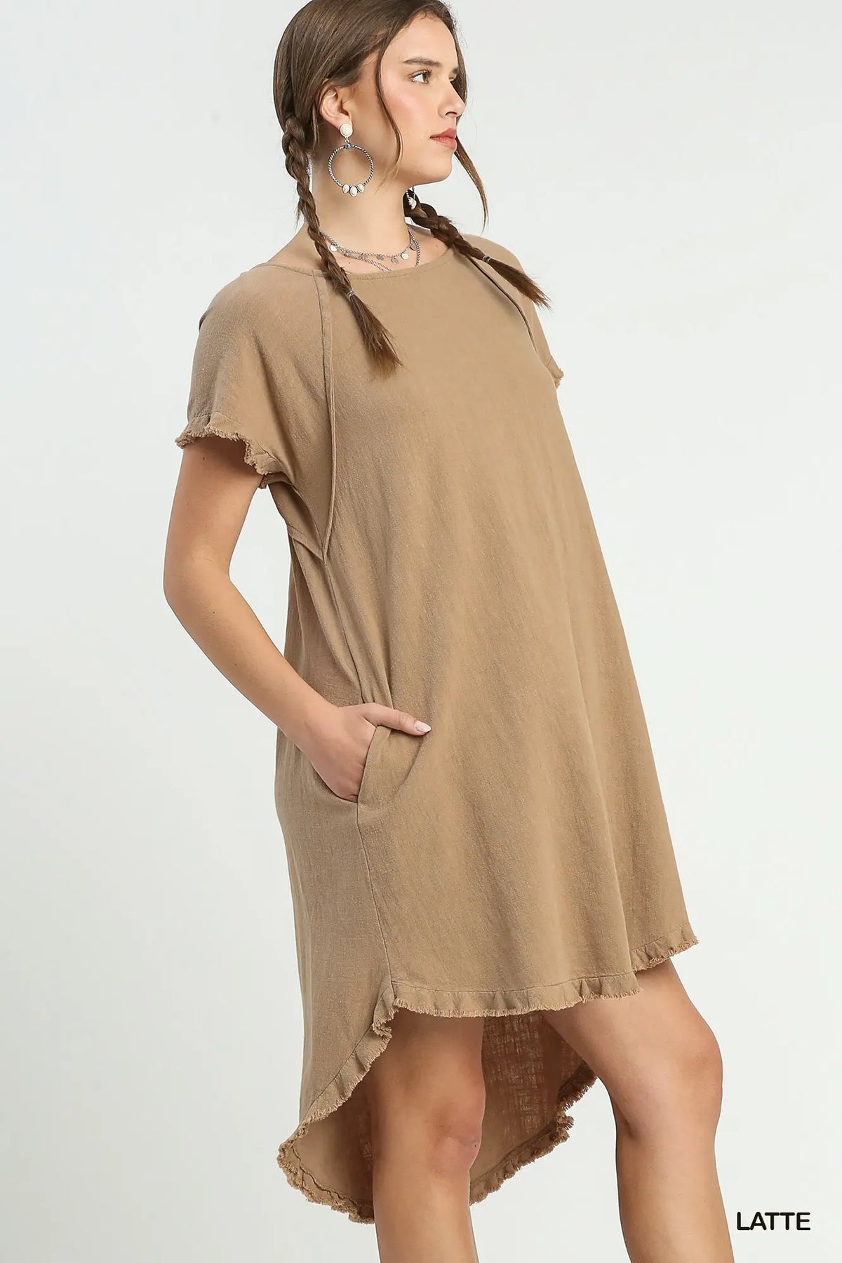 Latte Linen High Low Dress by Umgee