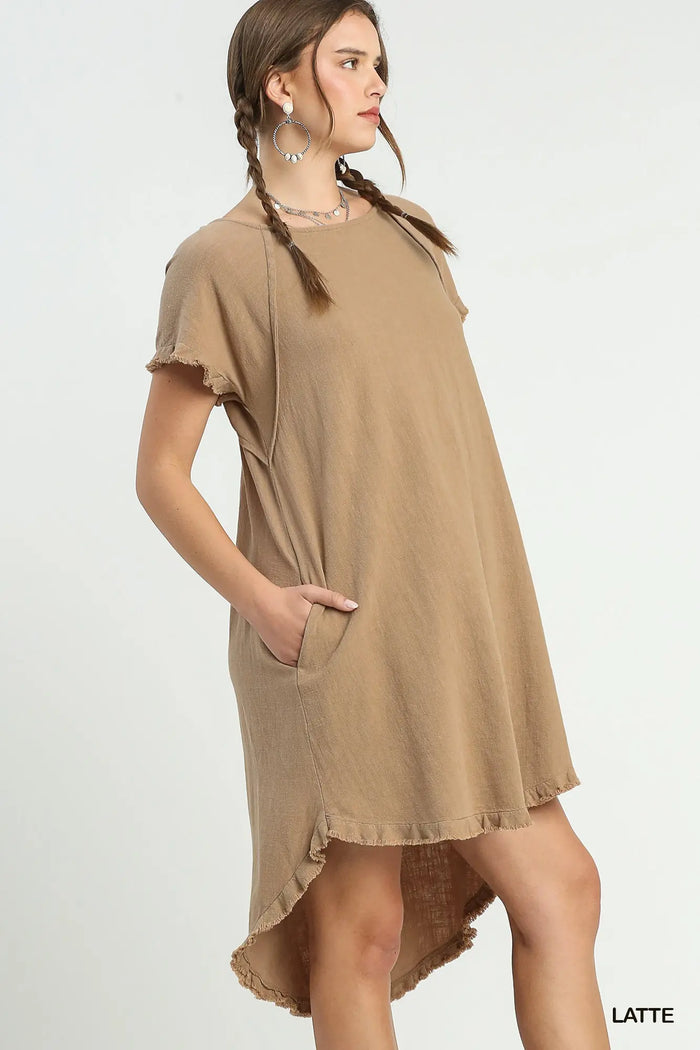 Latte Linen High Low Dress by Umgee