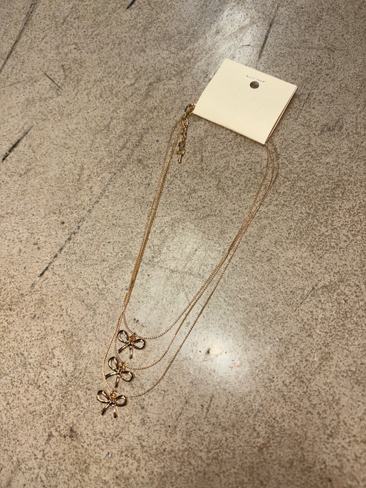 3 Layer Bow Gold Necklace