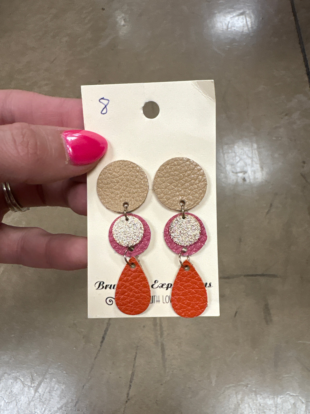 Light Brown, Pink, and Coral Circle Earrings