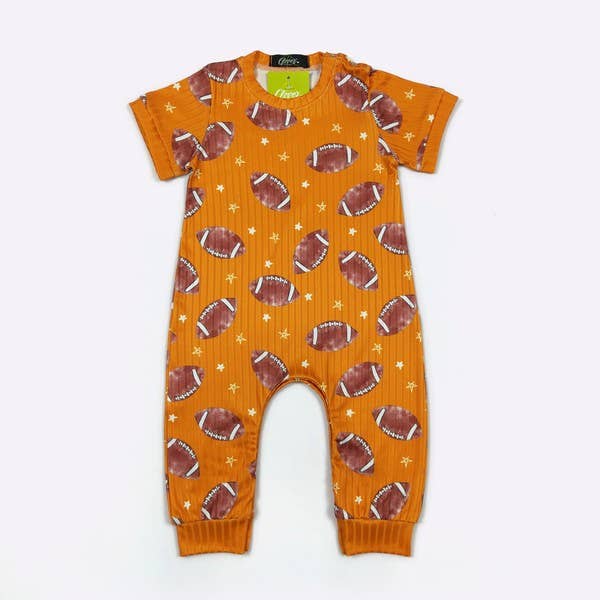 2616- Football Boy Romper - Orange